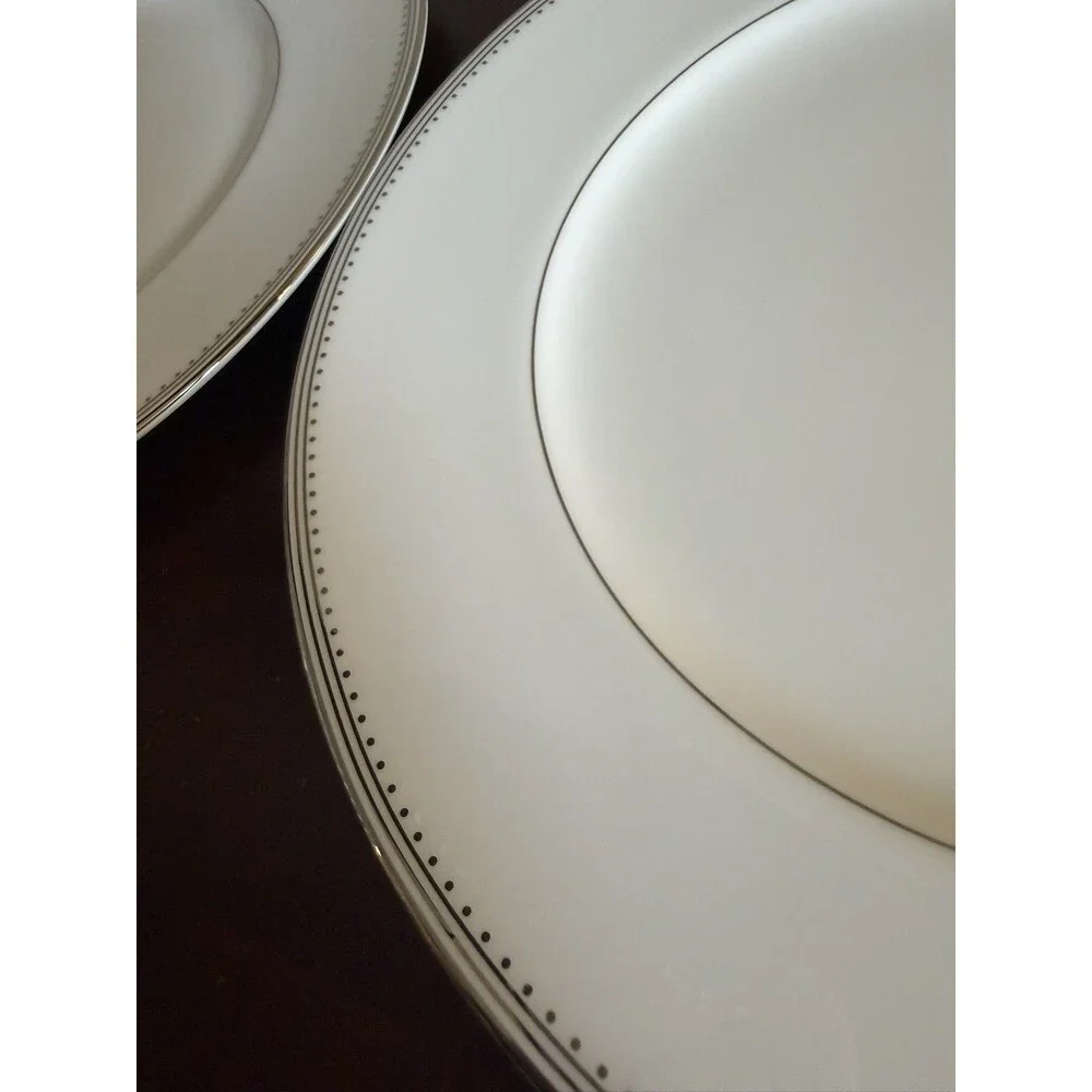 Vera Wang Wedgewood Grosgrain 10.75” Platinum Bone China Dinner Plates Set of 2